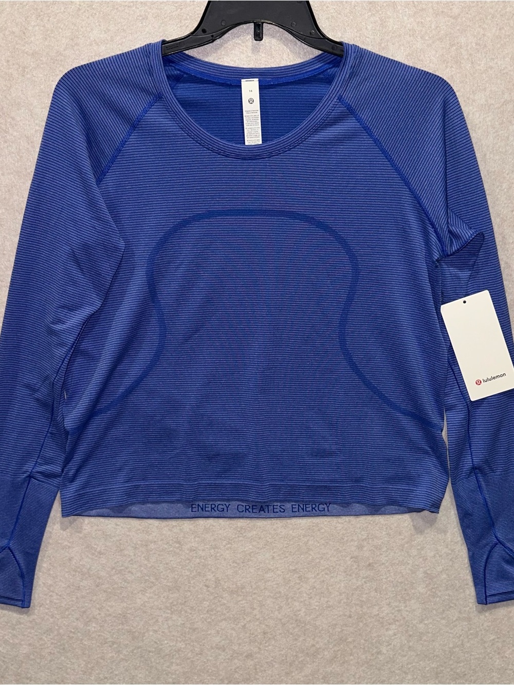 Lululemon Women’s Shirt Size 14 Blue Swiftly Tech Long-Sleeve Shirt 2.0 NWT